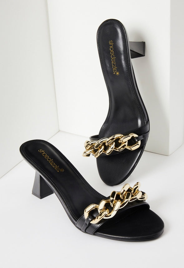 Karsyn Heeled Slide Sandal Black Caviar