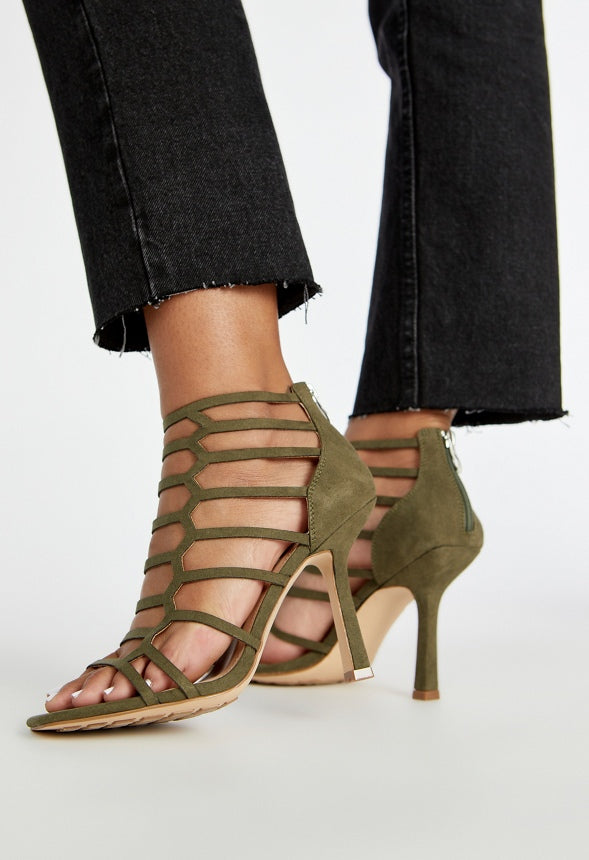 Missi Gladiator Heeled Sandal Burnt Olive