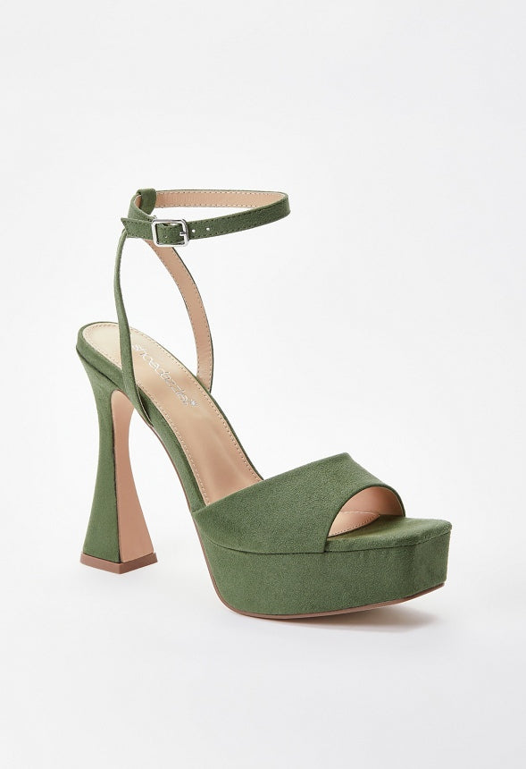 Becky Platform Heeled Sandal Bronze Green