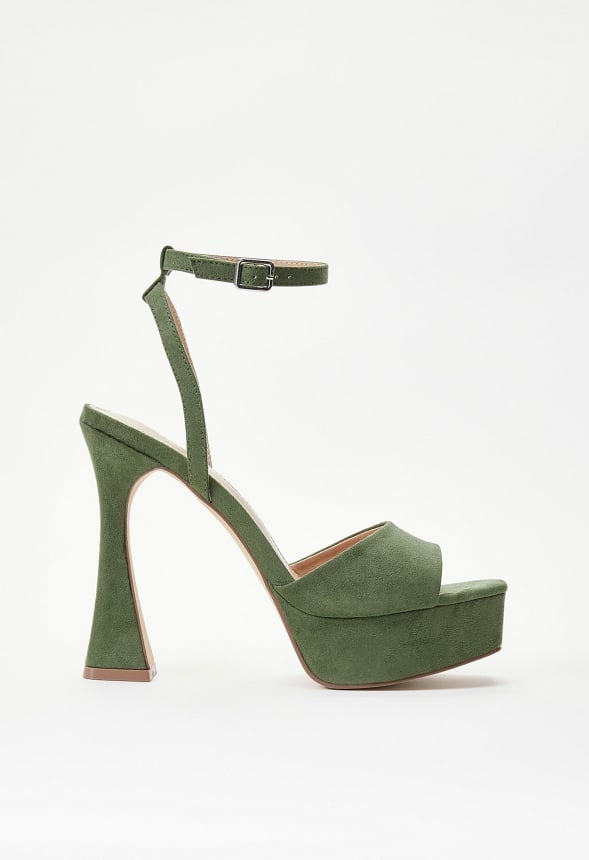 Becky Platform Heeled Sandal Bronze Green