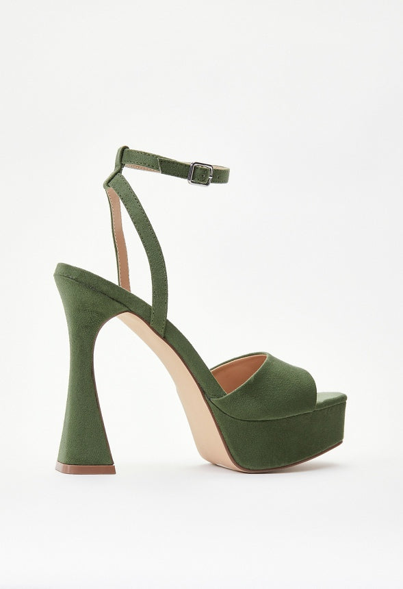 Becky Platform Heeled Sandal Bronze Green