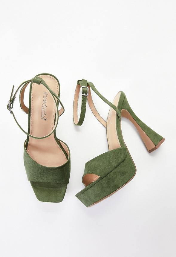 Becky Platform Heeled Sandal Bronze Green