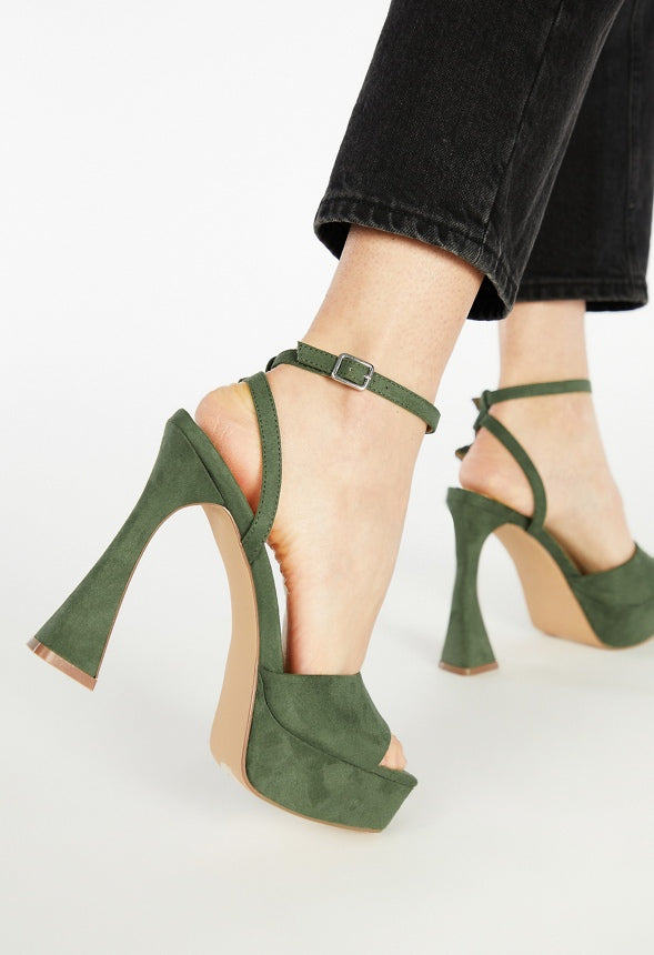 Becky Platform Heeled Sandal Bronze Green