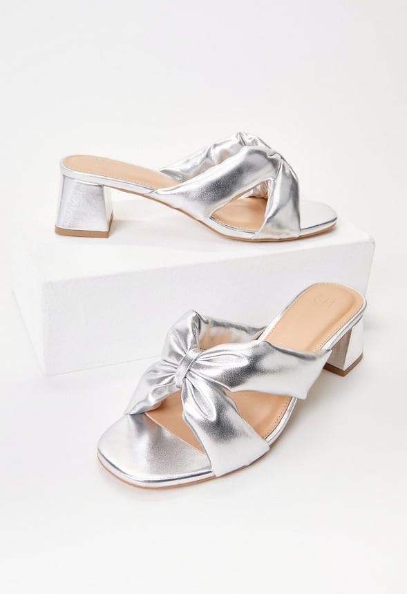 Delphine Heeled Sandal Silver