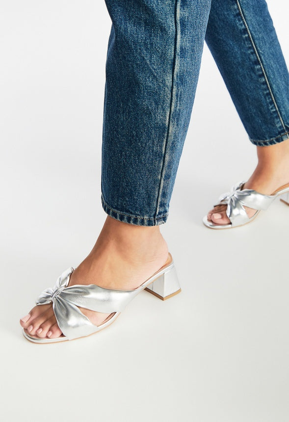 Delphine Heeled Sandal Silver