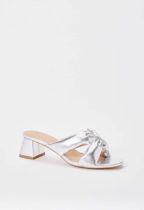 Delphine Heeled Sandal Silver