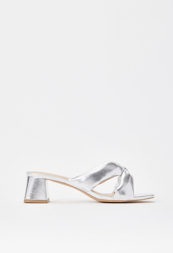 Delphine Heeled Sandal Silver