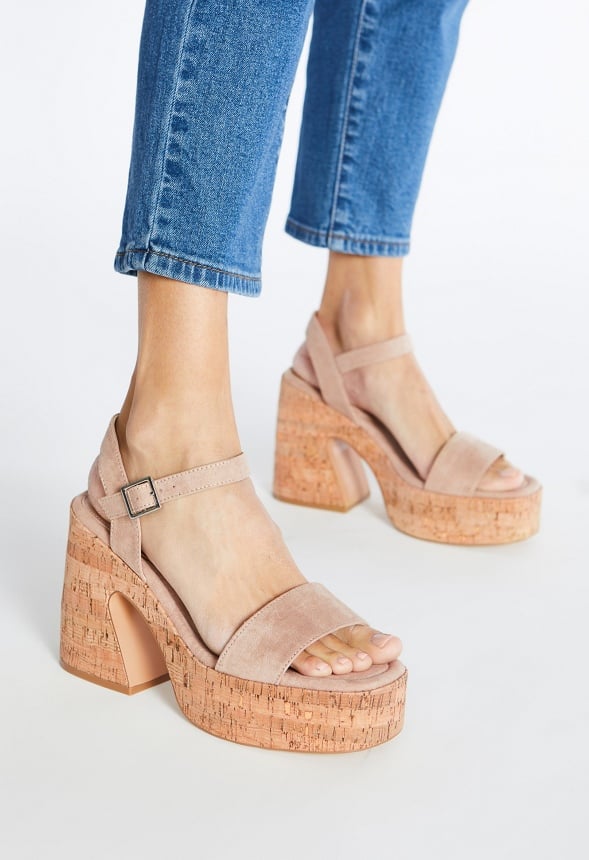 Carole Platform Heeled Sandal Warm Taupe