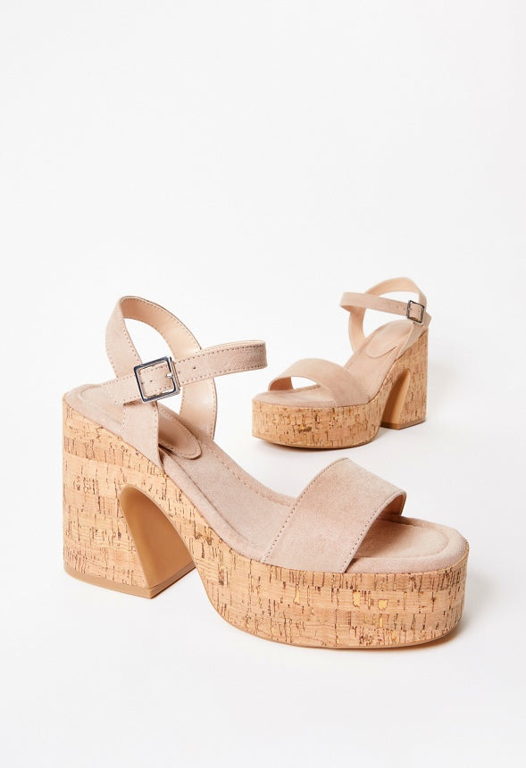 Carole Platform Heeled Sandal Warm Taupe