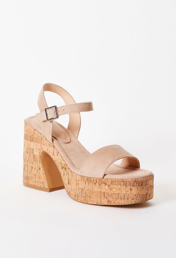 Carole Platform Heeled Sandal Warm Taupe
