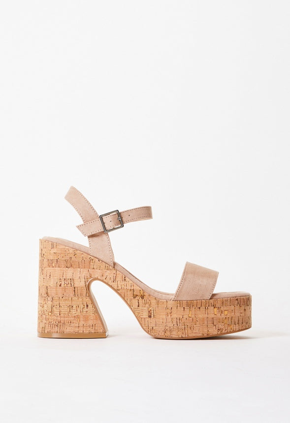 Carole Platform Heeled Sandal Warm Taupe