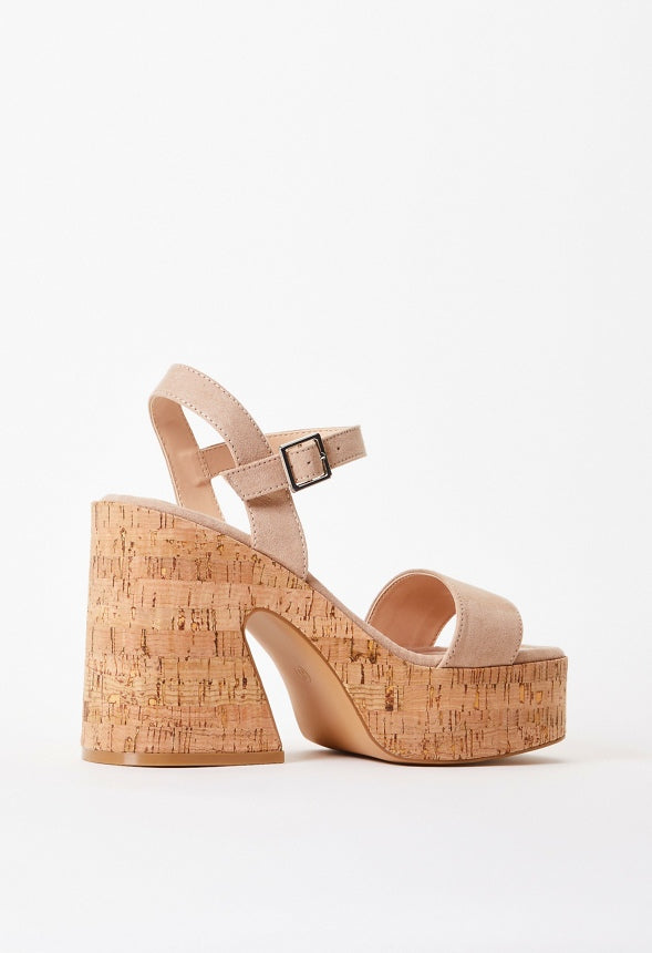 Carole Platform Heeled Sandal Warm Taupe