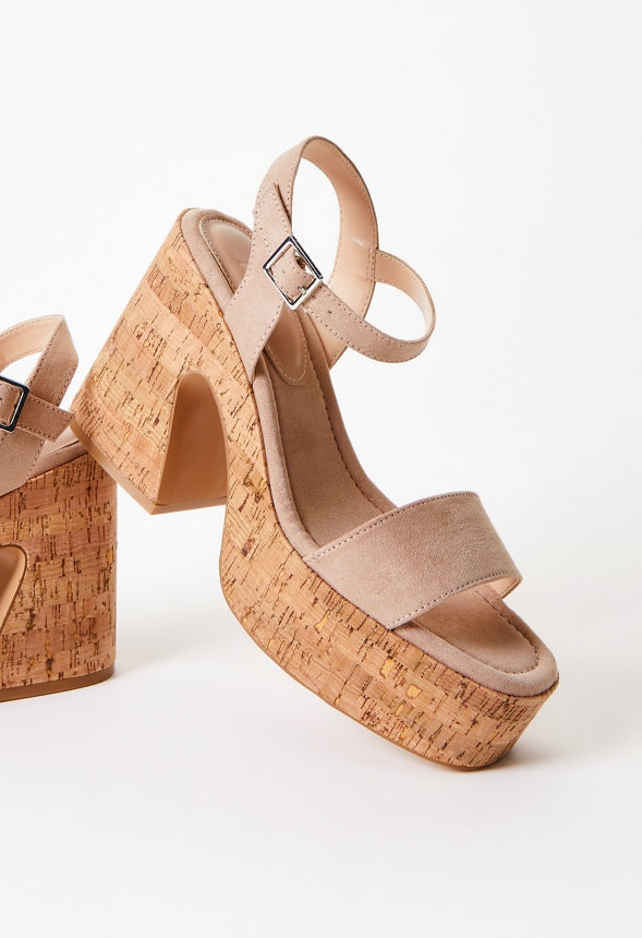 Carole Platform Heeled Sandal Warm Taupe