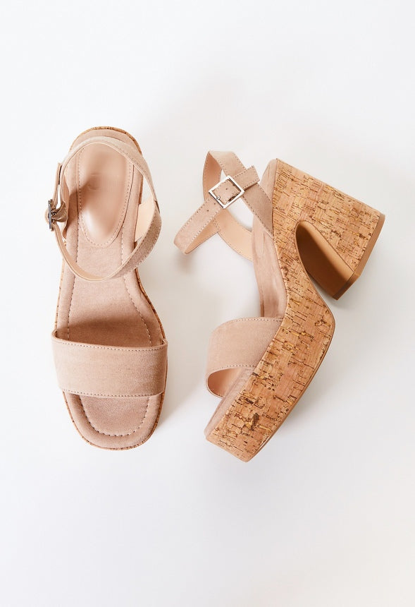 Carole Platform Heeled Sandal Warm Taupe