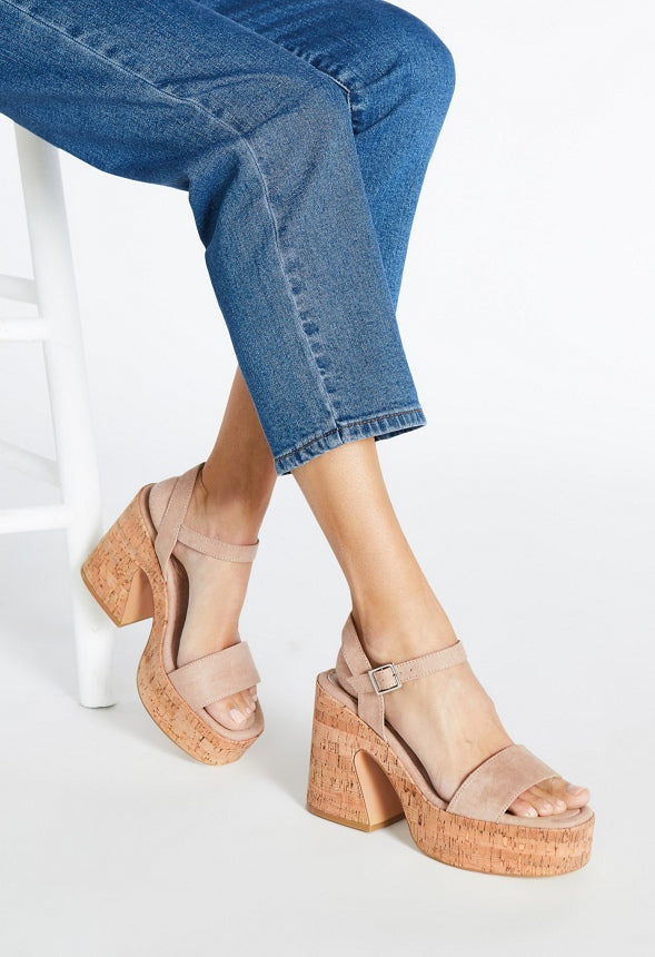 Carole Platform Heeled Sandal Warm Taupe