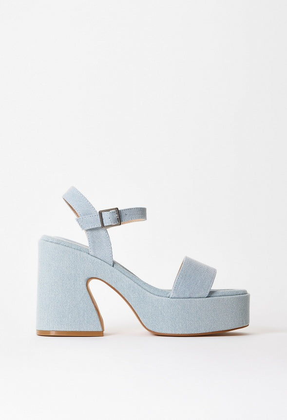 Carole Platform Heeled Sandal Light Denim