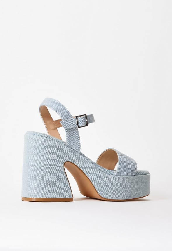 Carole Platform Heeled Sandal Light Denim