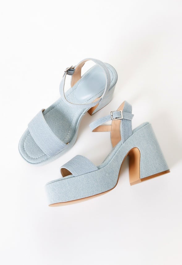 Carole Platform Heeled Sandal Light Denim