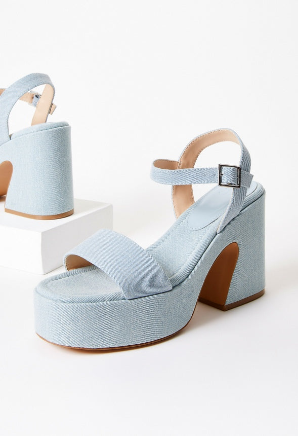 Carole Platform Heeled Sandal Light Denim
