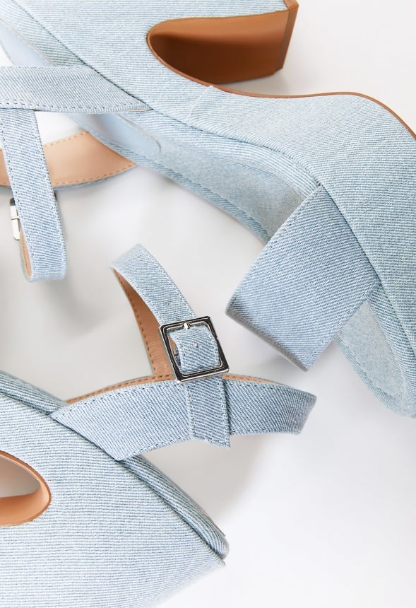 Carole Platform Heeled Sandal Light Denim