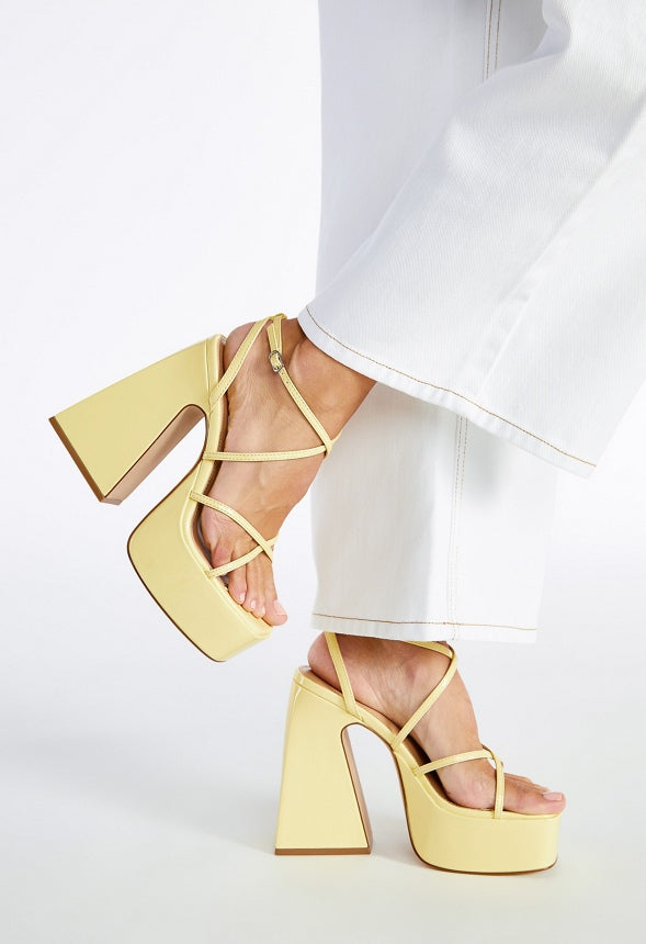 Haisley Platform Heeled Sandal Pale Banana