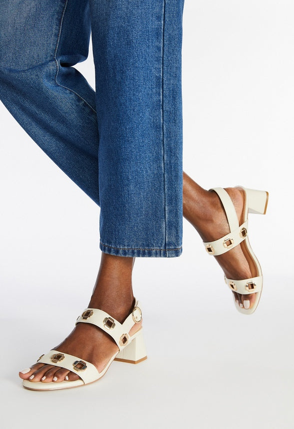 Rosaline Heeled Sandal Birch White
