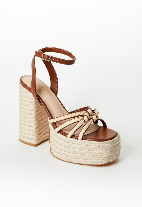 Christa Platform Espadrille Sandal Leather Brown/ Natural