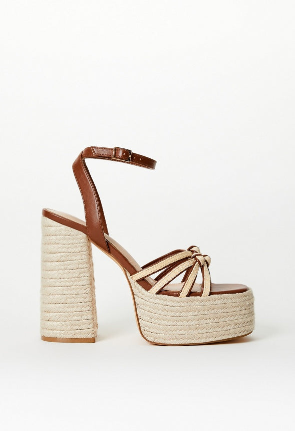Christa Platform Espadrille Sandal Leather Brown/ Natural