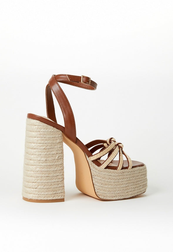 Christa Platform Espadrille Sandal Leather Brown/ Natural