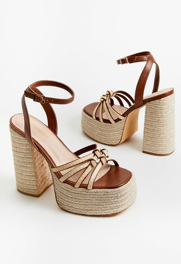 Christa Platform Espadrille Sandal Leather Brown/ Natural