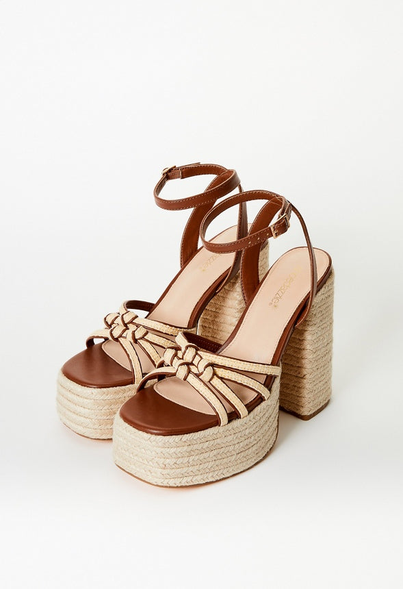 Christa Platform Espadrille Sandal Leather Brown/ Natural