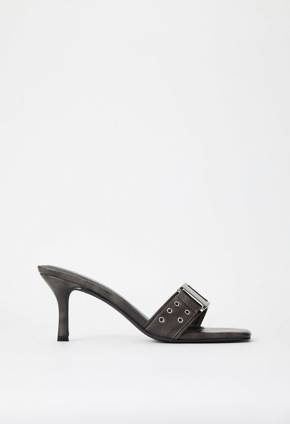 Liberty Heeled Sandal Distressed Black