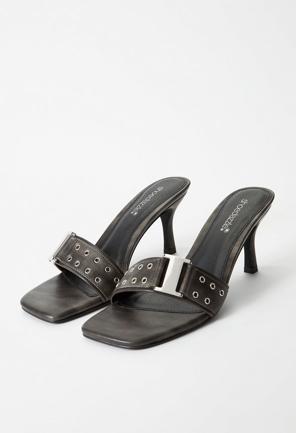 Liberty Heeled Sandal Distressed Black