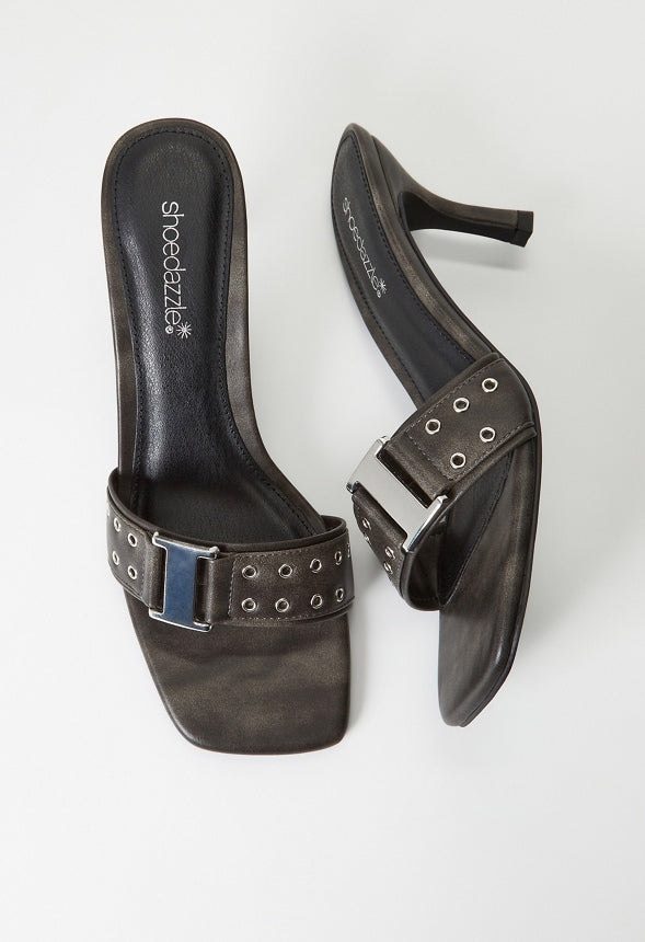 Liberty Heeled Sandal Distressed Black