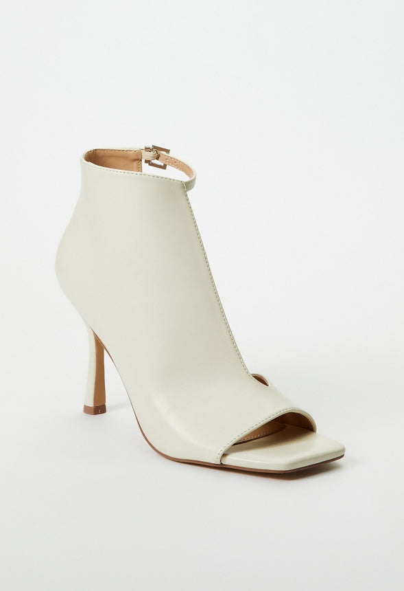 Evette Peep Toe Stiletto Bootie Birch White