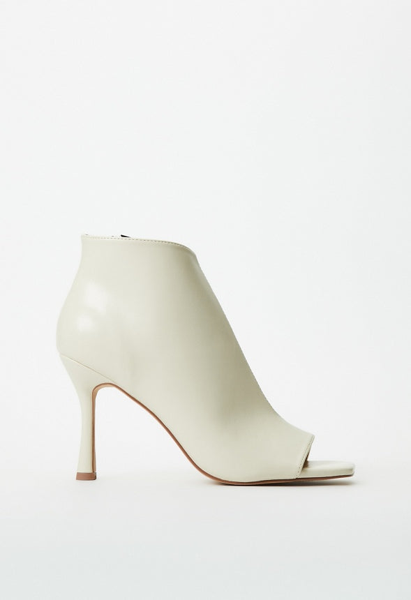 Evette Peep Toe Stiletto Bootie Birch White