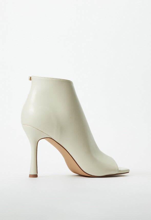 Evette Peep Toe Stiletto Bootie Birch White
