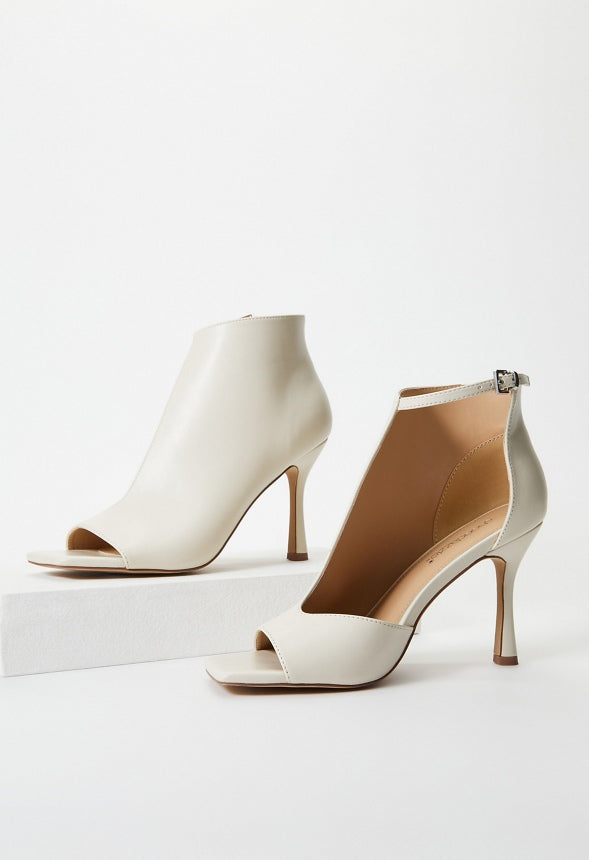 Evette Peep Toe Stiletto Bootie Birch White