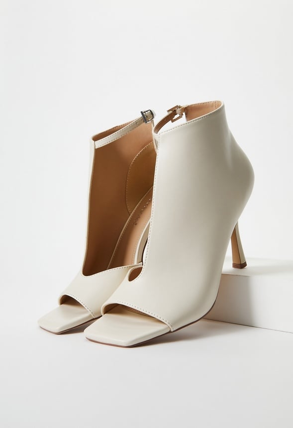 Evette Peep Toe Stiletto Bootie Birch White