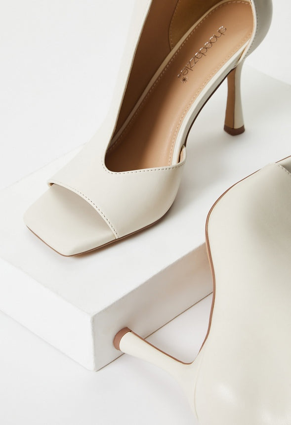 Evette Peep Toe Stiletto Bootie Birch White