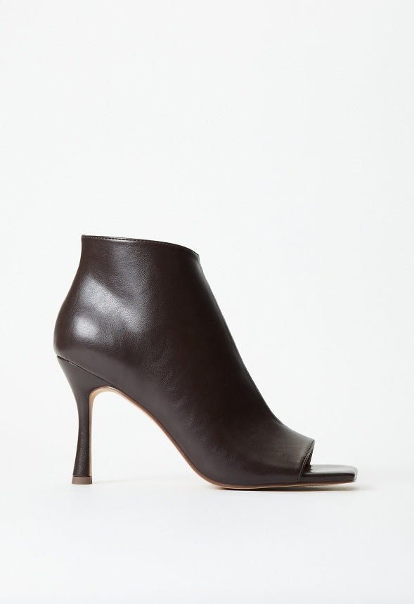 Evette Peep Toe Stiletto Bootie Coffee