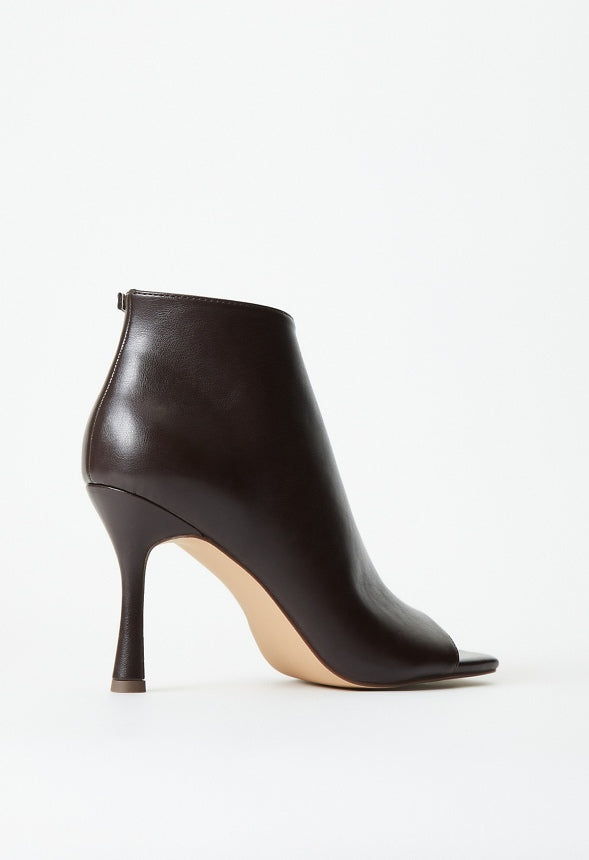 Evette Peep Toe Stiletto Bootie Coffee