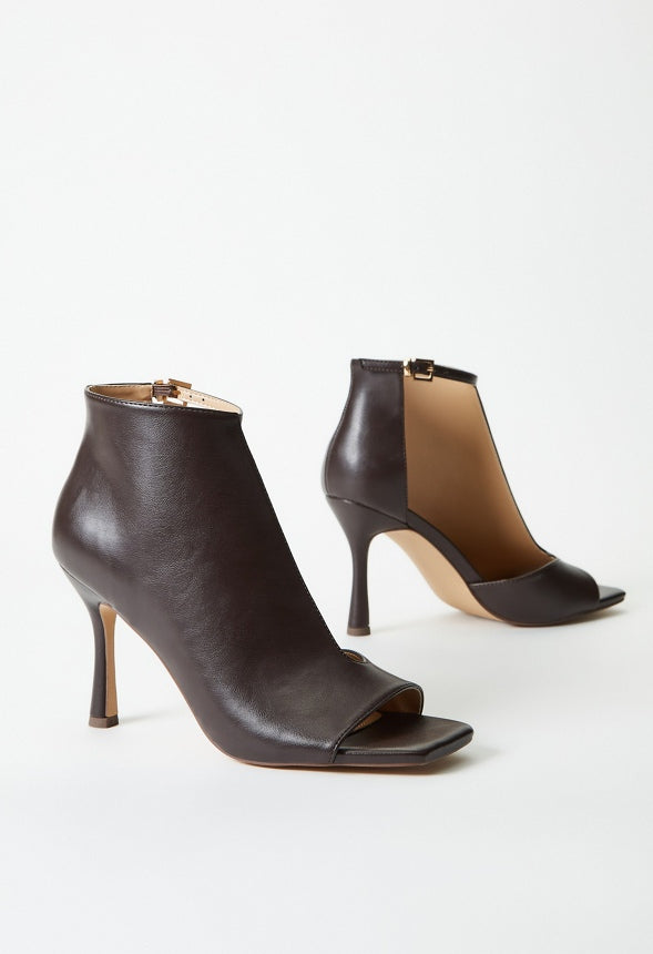 Evette Peep Toe Stiletto Bootie Coffee