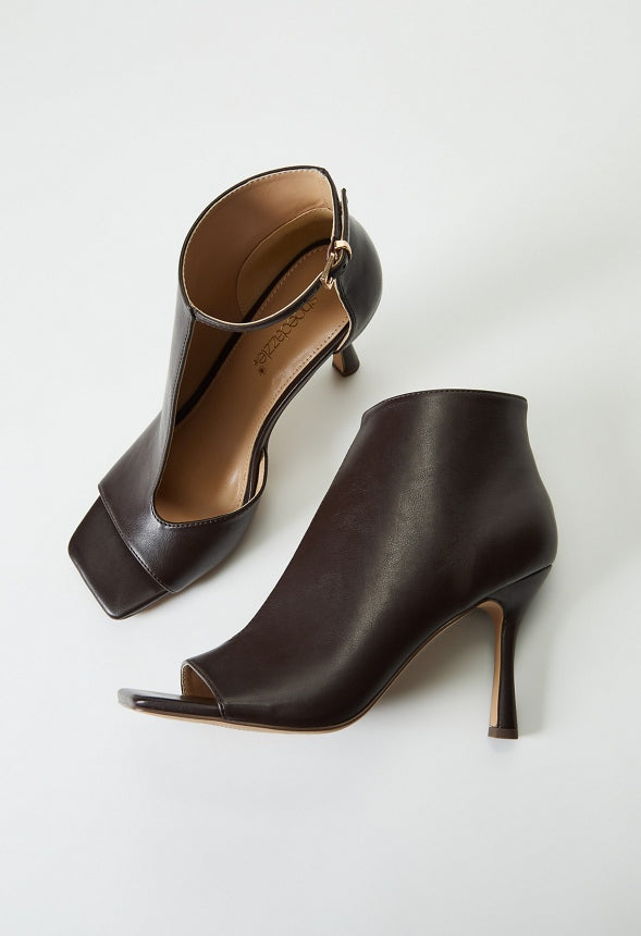 Evette Peep Toe Stiletto Bootie Coffee