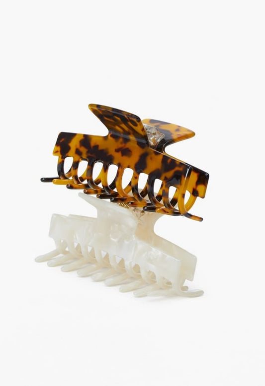 HAIR CLAW (TWO-PACK) Tortoise/ Bone