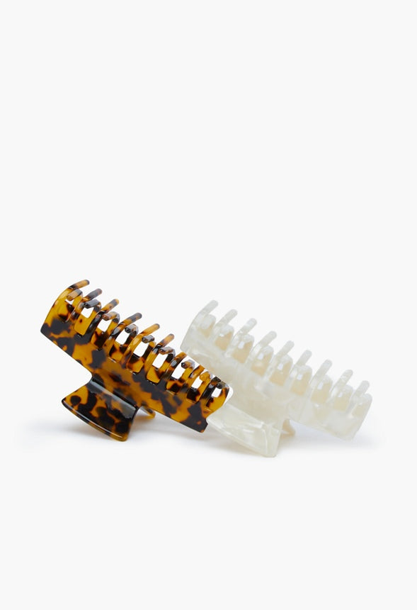 HAIR CLAW (TWO-PACK) Tortoise/ Bone