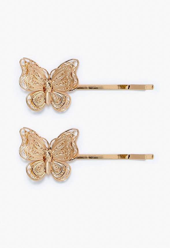 Josie Filigree Butterfly Hair Slides Gold