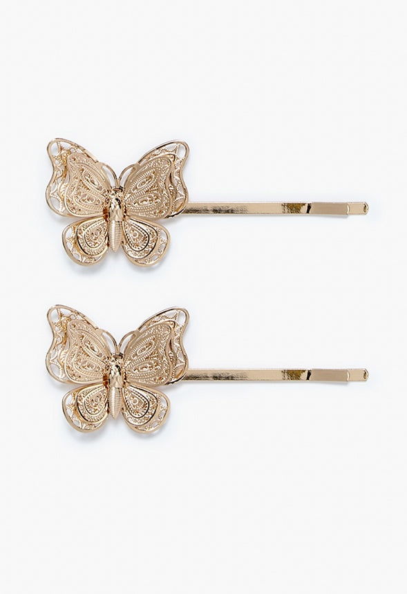 Josie Filigree Butterfly Hairslides Gold