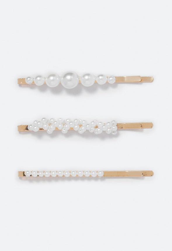 Halle Pearl Hair Slides Cream/Gold