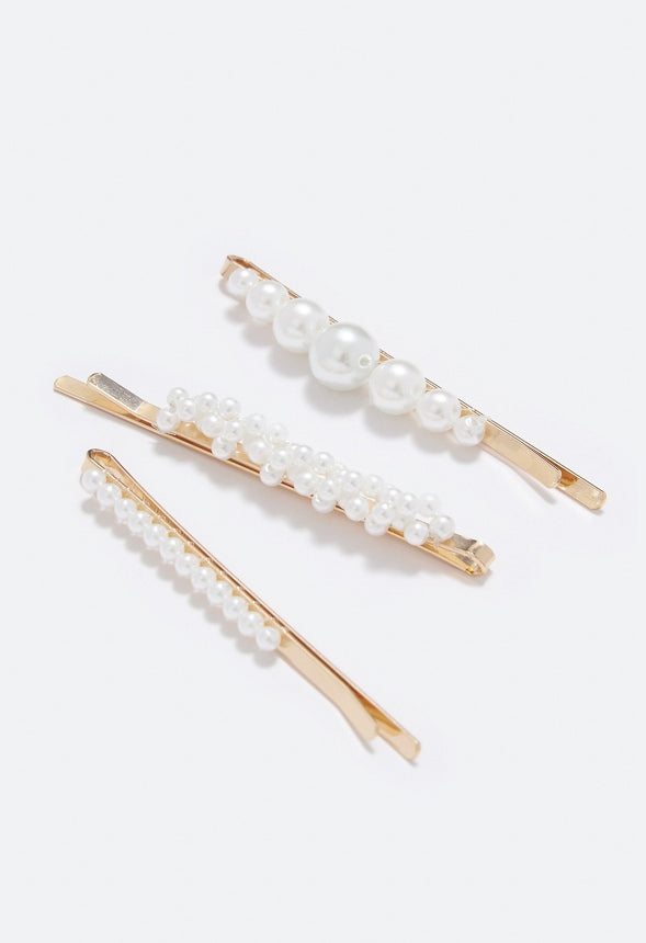 Halle Pearl Hair Slides Cream/Gold